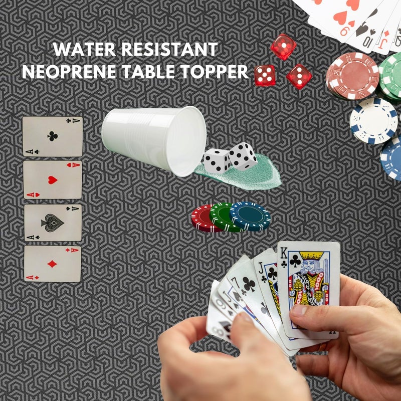 Feltectors Poker Table Mat 72 x 30 Inches, Poker Table Top with Storage Bag, Portable Rubber Backed Fits Up to 10 Players for Casino Games - Black - Image 4